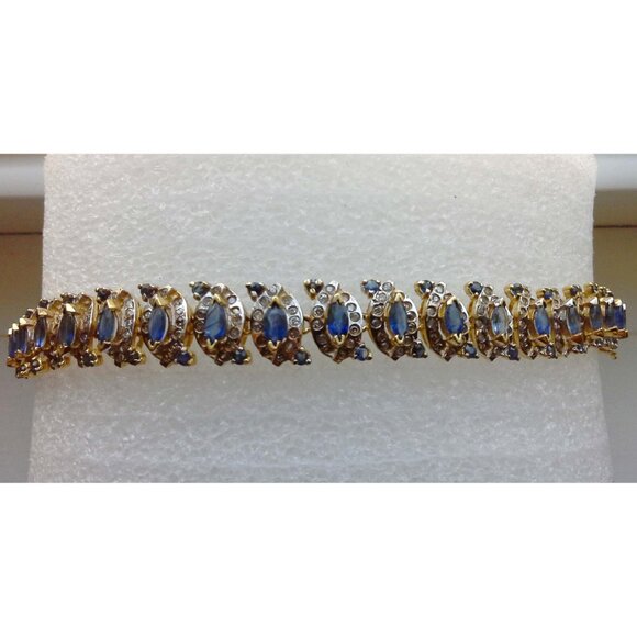 Sapphire Diamond 14k Yellow Gold Unique Heirloom Bracelet - Picture 9 of 9